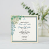 Peacock, veren in Etchings - Uitnodiging (Staand voorkant)