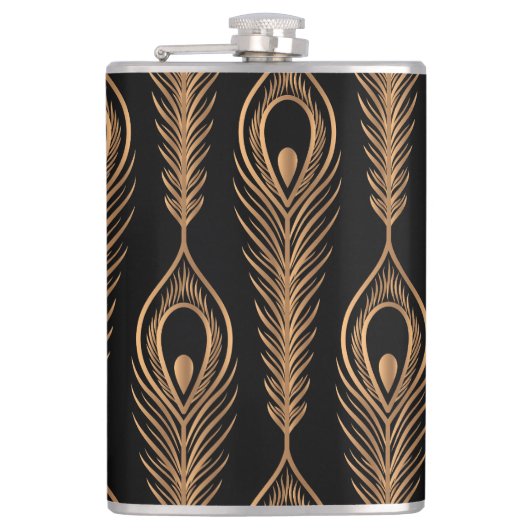 Peacock veren, luxe oosterse patroon. heupfles (Voorkant)