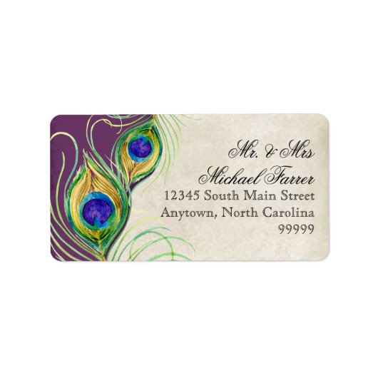 Peacock Veren Moderne Bruiloft Matching Labels (Voorkant)