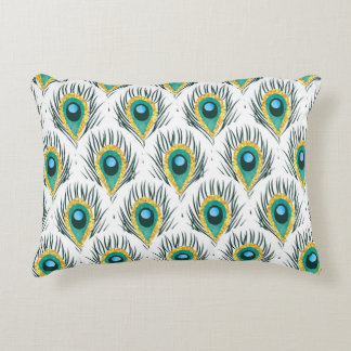 Peacock veren: naadloze achtergrond. accent kussen
