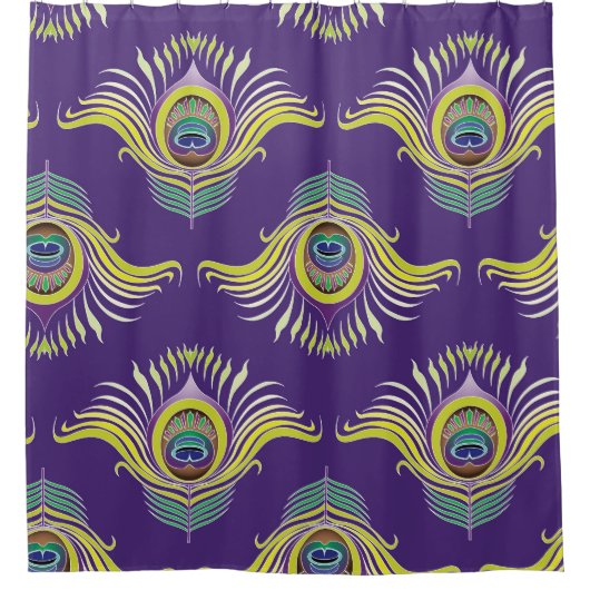 Peacock veren: naadloze achtergrond. douchegordijn (Voorkant)