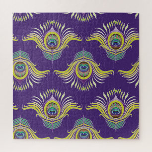 Peacock veren:  naadloze achtergrond. legpuzzel