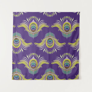 Peacock veren: naadloze achtergrond. wandkleed