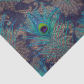Peacock-veren op Paars deklaagpapier Tissuepapier (Detail)