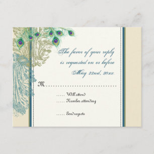  Peacock, veren RSVP-reactiekaart RSVP Kaartje