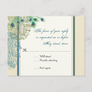 Peacock, veren RSVP-reactiekaart RSVP Kaartje