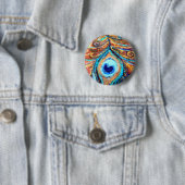 Peacock-verf Ronde Button 5,7 Cm (In situ)