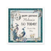 Peacock Verjaardags Servet