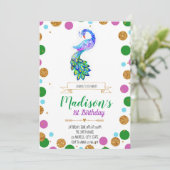 Peacock verjaardagsfeest kaart (Staand voorkant)