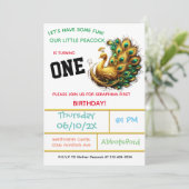 Peacock verjaardagsviering - 1 jaar! kaart (Staand voorkant)