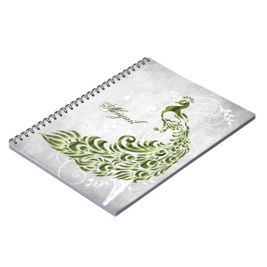 Peacock vert Carnet photo Spirale personnalisée (Côté gauche)