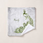 Peacock Vert Serviettes de bain personnalisées (Gant de toilette)