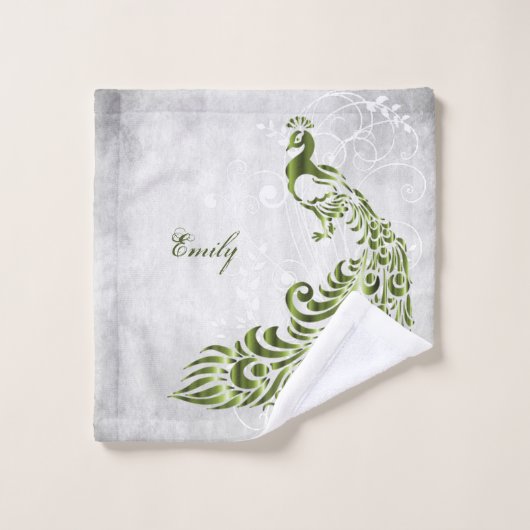 Peacock Vert Serviettes de bain personnalisées (Gant de toilette)