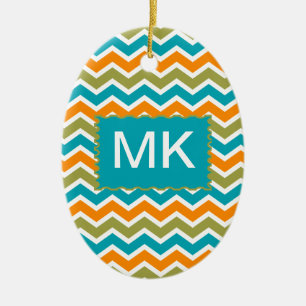 Peacock Vibrant Tribal Zigzag Keramisch Ornament