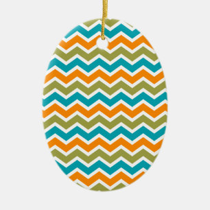 Peacock Vibrant Tribal Zigzag Keramisch Ornament