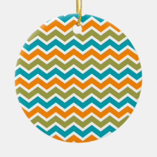 Peacock Vibrant Tribal Zigzag Keramisch Ornament