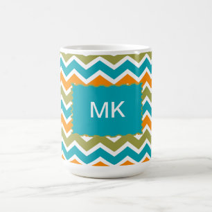 Peacock Vibrant Tribal Zigzag Koffiemok