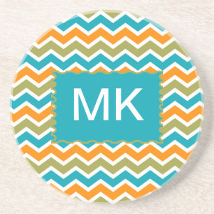 Peacock Vibrant Tribal Zigzag Zandsteen Onderzetter