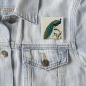 Peacock Vierkante Button 5,1 Cm (In situ)