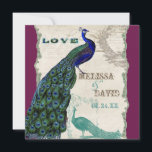 Peacock vintage 5 - Faire-part de mariage formel<br><div class="desc">Il y a une touche de fantaisie et d'amusement dans ce design avec deux paons vintages, l'un dans des couleurs intenses de cobalt, paon, et bleu aqua avec violet et vert, l'autre est un stylo et un dessin d'encre en bleu paon. Vous avez le choix entre des couleurs arrière -...</div>