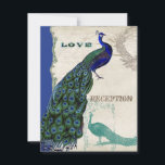 Peacock vintage 5 - Faire-part de mariage formel<br><div class="desc">Il y a une touche de fantaisie et d'amusement dans ce design avec deux paons vintages, l'un dans des couleurs intenses de cobalt, paon, et bleu aqua avec violet et vert, l'autre est un stylo et un dessin d'encre en bleu paon. Vous avez le choix entre des couleurs arrière -...</div>