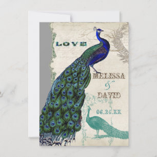 Peacock vintage 5 - Faire-part de mariage formel