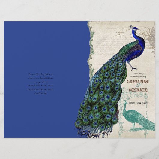 Peacock vintage 5 - Programme de mariage formel (Devant)