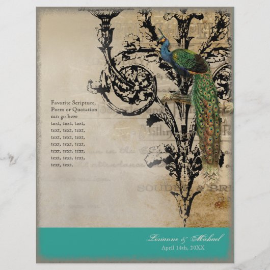 Peacock vintage 6 - Programme de mariage élégant (Devant)
