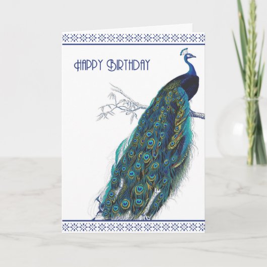 Peacock Vintage bleu - Bonne carte d'anniversaire (Devant)