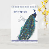 Peacock Vintage bleu - Bonne carte d'anniversaire (Fleur jaune)