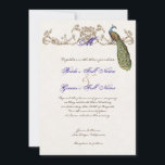 Peacock vintage & Etching Faire-part de mariage Bl<br><div class="desc">PALETTE DE COULEUR : Blanc crémeux, violet, marron, vert et bleu. DESIGN COLLECTION : Ce tourbillon floral classique avec des paons, est une invitation élégante et sophistiquée qui mêle le meilleur de la tradition et la fraîcheur du contemporain. Le mélange d'éléments d'art Vintage et d'aquarelle contemporaine peinte à la main...</div>