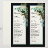 Peacock vintage, Plumes, 2 up, Menu du dîner (Devant / Derrière)