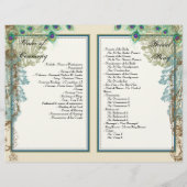 Peacock vintage, Plumes - Programme de mariage (Dos)