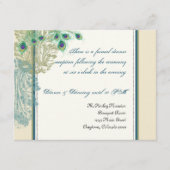 Peacock vintage, Plumes Réception Invitation (Devant)