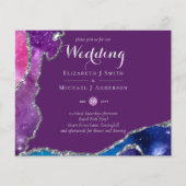 Peacock Violet Blue Agate Wedding Uitnodiging begr (Voorkant)
