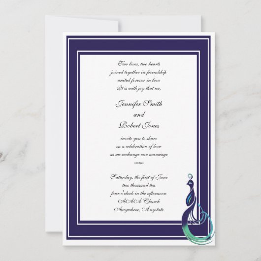 Peacock violet, Turquoise, Faire-part de mariage v (Devant)