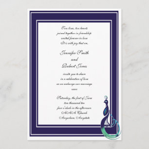 Peacock violet, Turquoise, Faire-part de mariage v