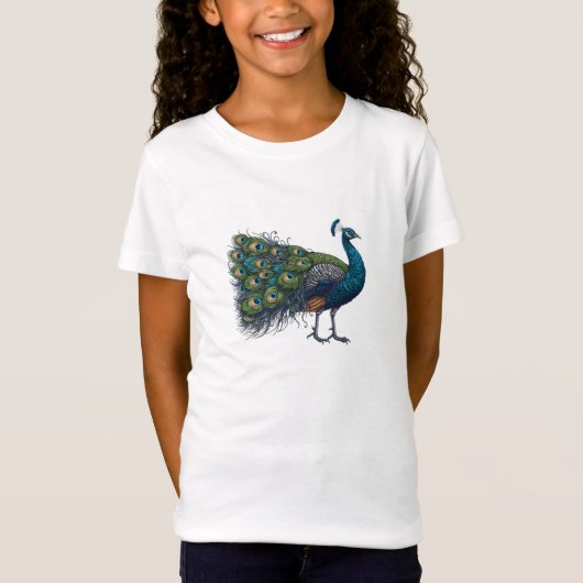 Peacock vogel Fijne Jersey T-Shirt (Voorkant)