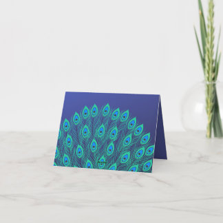 PEACOCK VOGEL VEREN DECORATIEF MOTIEF BLAUW AQUA BEDANKKAART