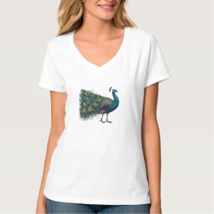 Peacock vogel Vrouwen V-hals T-shirt