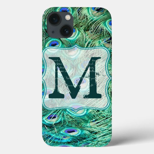 Peacock Vogelveer Blauwgroen Turqu Monogram IPAD C Case-Mate iPhone Case (Achterkant)
