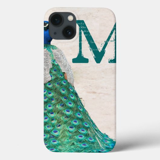 Peacock Vogelveer Blauwgroen Turqu Monogram IPAD C Case-Mate iPhone Case (Achterkant)