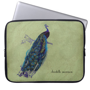  Peacock, volledige veren op gespannen kant Laptop Sleeve