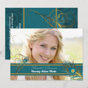 Peacock Vrijgezellenfeest Bride voor foto Kaart