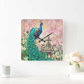 Peacock-wandklok Vierkante Klok (Huis)