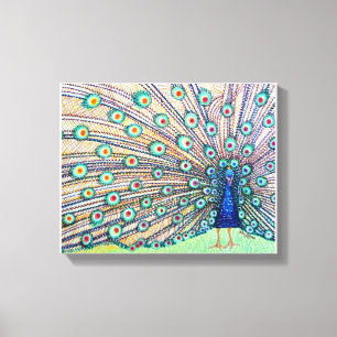 Peacock Waterverf Canvas afdrukken