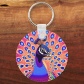 Peacock-Waterverf Sleutelhanger (Voorkant)