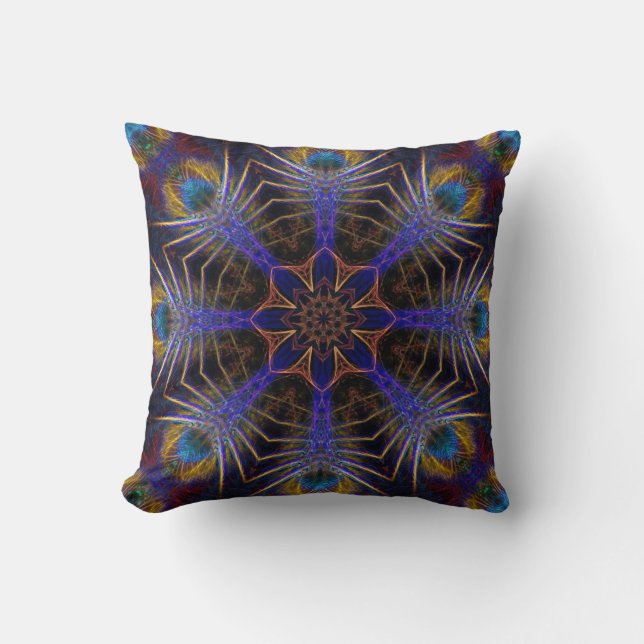 Peacock Web Fractals Jumbo Cushion Pillow Kussen (Voorkant)