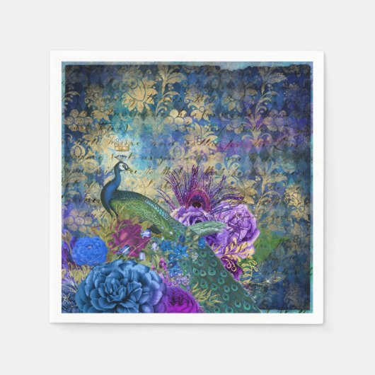 Peacock Weddenschappen Papier servetten (Voorkant)