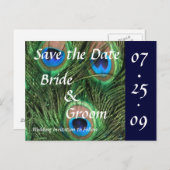 Peacock Wedding Aankondigingskaart (Voorkant / Achterkant)